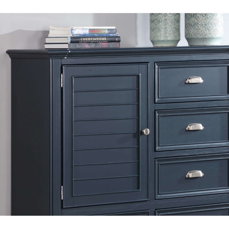 Mobilier de chambre à coucher de style transitionnel avec finition bleu ardoise 1pc