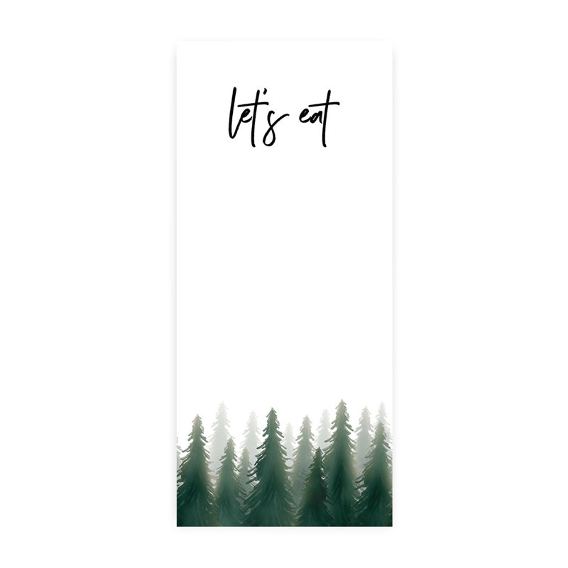 Aquarelle, arbres de pin, cartes de menu imprimables de papier de mariage de forêt Woodland pour imprimante de bricolage, paquet de 52