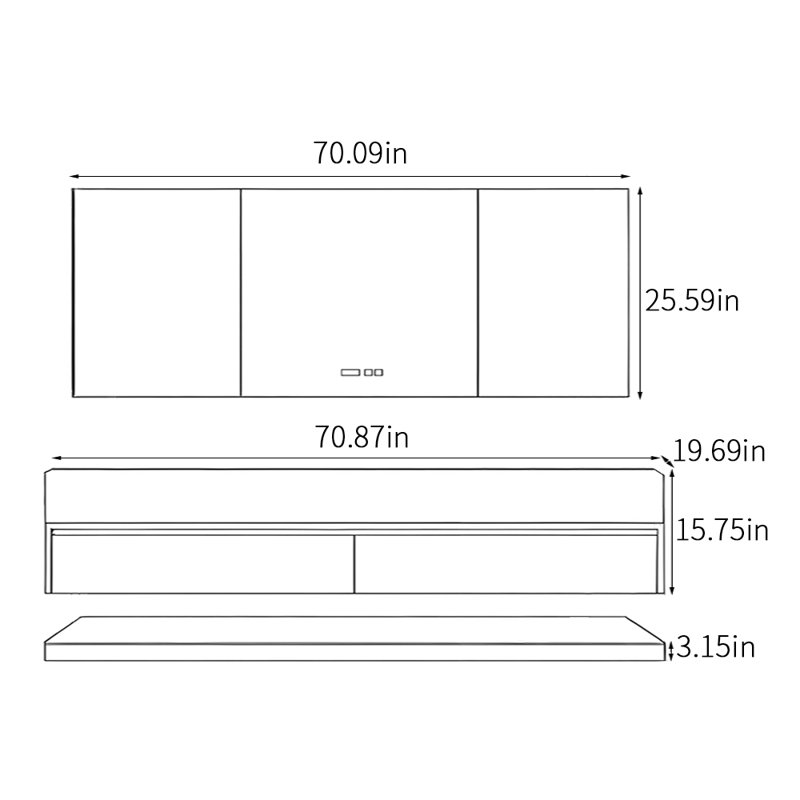 Armoire de salle de bain rétro, H 18,9 po x l 70,87 po x P 19,69 po, Brun