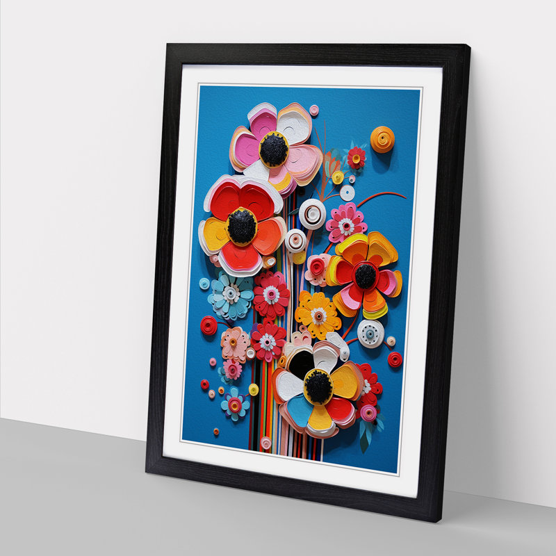 Floral Art Constructivism Art - Framed Print, Black Framed, 64cm H x 46cm W