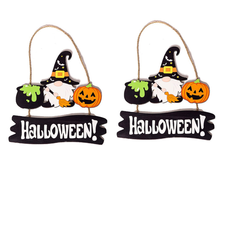 Pendentif porte-gobelet en bois 2 pièces Halloween