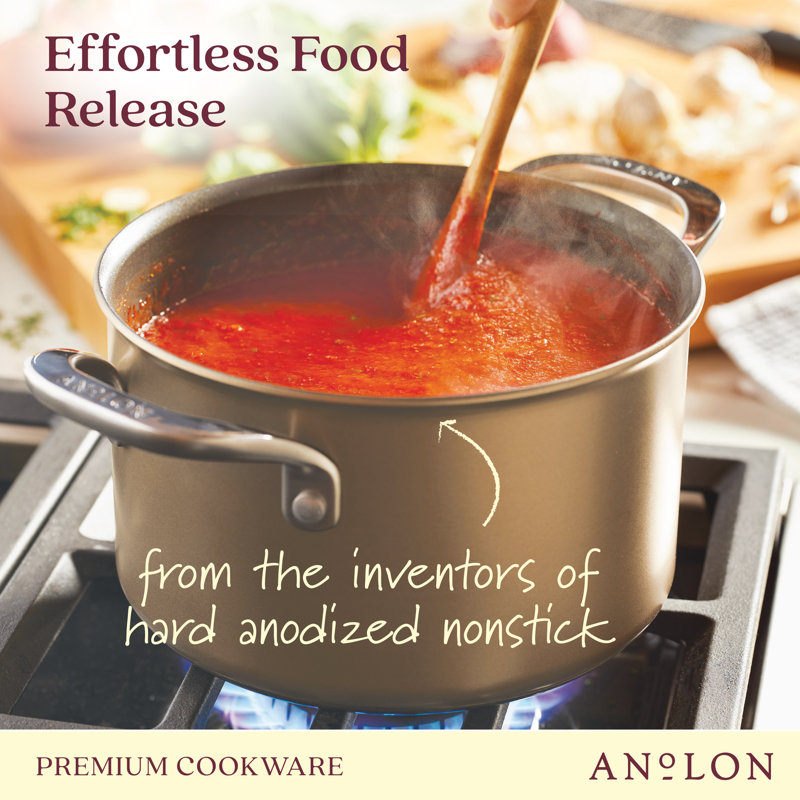 Anolon Ascend 4-Quart Hard Anodized Nonstick Saucepot with Lid, Bronze