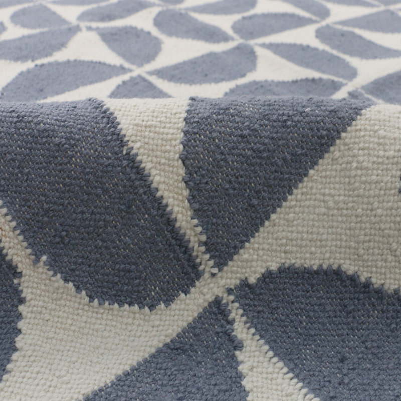 Geometric Area Rug in Deep Ocean Blue, Rectangle 9' x 12'