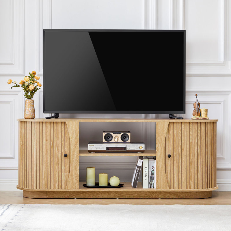 62" TV Stand with Tambour Door, Yellow