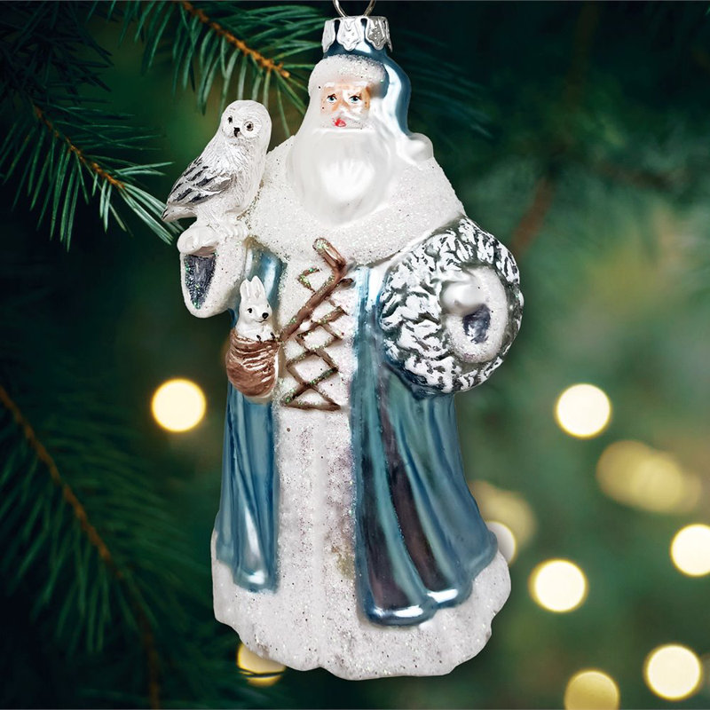 Ornement de Noël en verre Père Noël arctique, thème de l'hiver enneigé