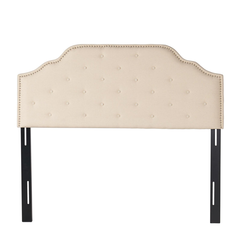 Brooke-Elise Upholstered Metal Panel Headboard, Beige, Full / Queen