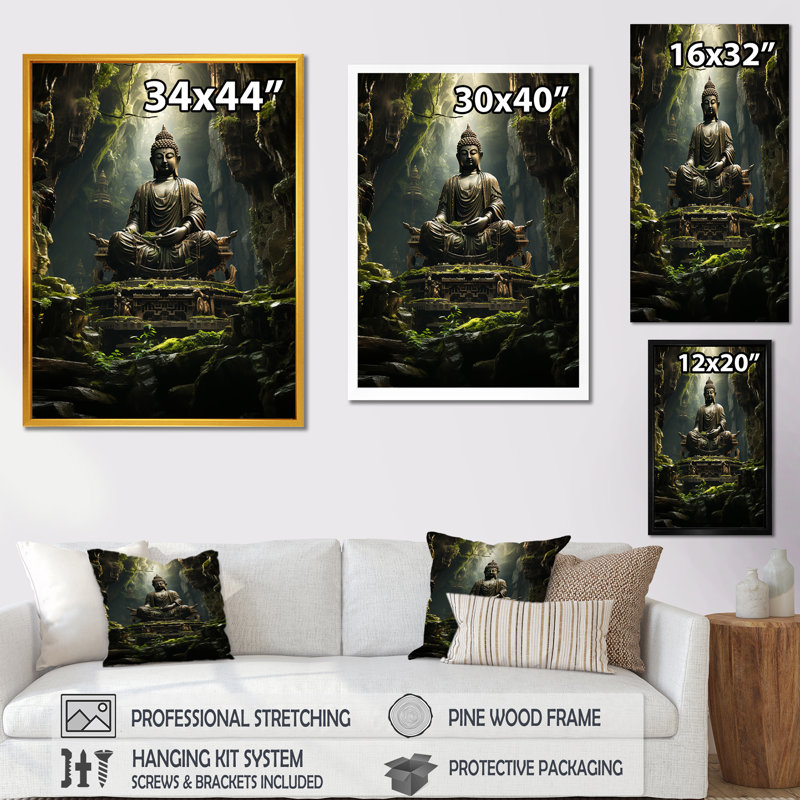 Sentiers illuminés, bouddhisme au temple I, Toile tendue, H 20 po x l 12 po x P 1 po