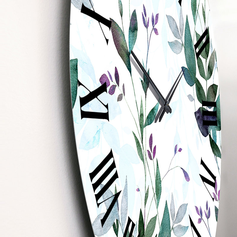 Horloge murale à motif aquarelle et feuilles, Grand