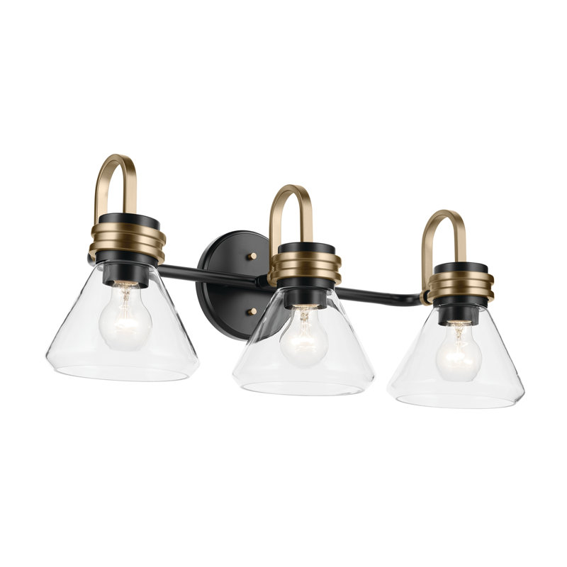 26" 3-Light Vanity Light with Clear Glass, Satin Black