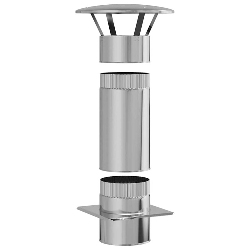 Chimney Extension Silver 35 X 35 Cm Stainless Steel, 65cm H x 35cm W x 35cm D