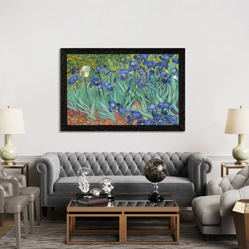 Irises, 1889 by Vincent Van Gogh - Floater Frame Painting on Canvas, Black Framed, 152.5 cm H x 101.5 cm W