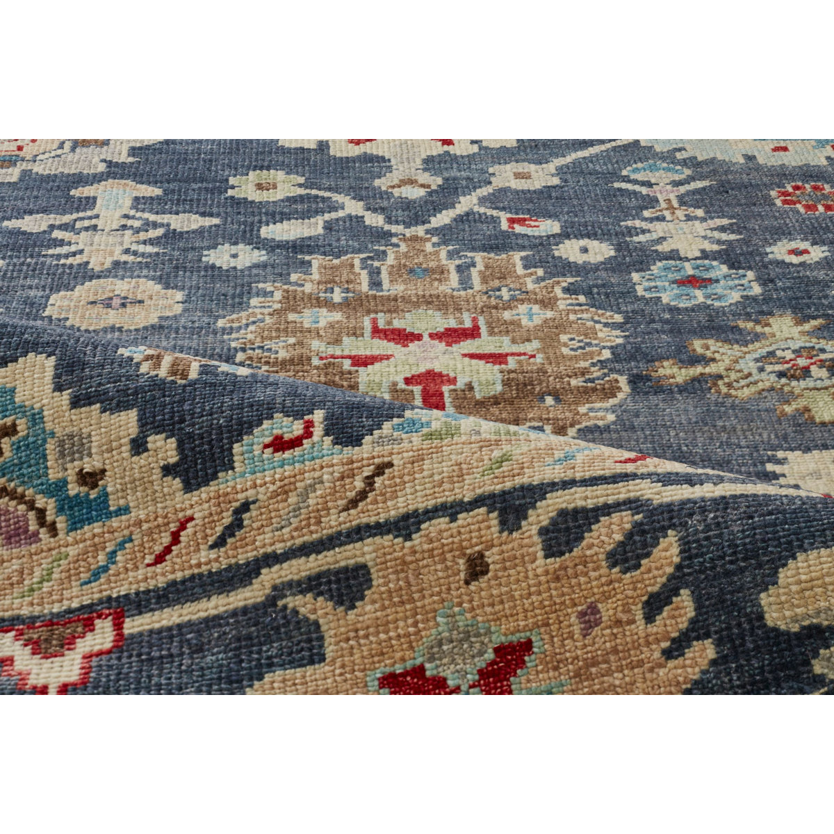 Ashley Stark Home Kali Hand Knotted Wool Oriental Area Rug in Navy ...