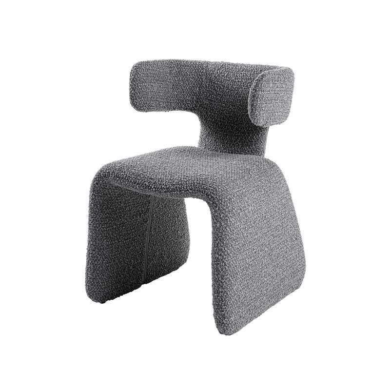 Sasa 18.7'' H Velvet Upholstered Side Chair, Medium Gray Boucle