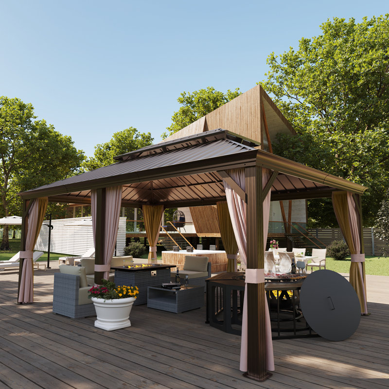 Aluminum Patio Hardtop Gazebo with Double Roof: Durable Protection and Stylish Design, 18 ft x 12 ft