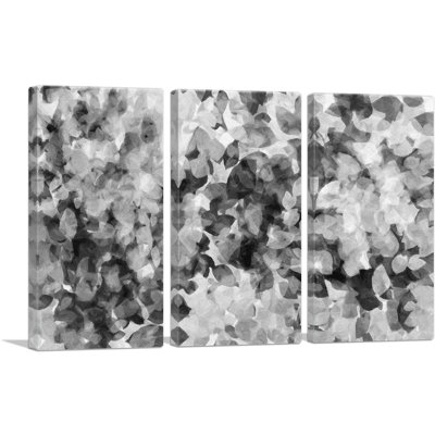 " Black Gray White Petalse " 3 - Pieces Painting Print