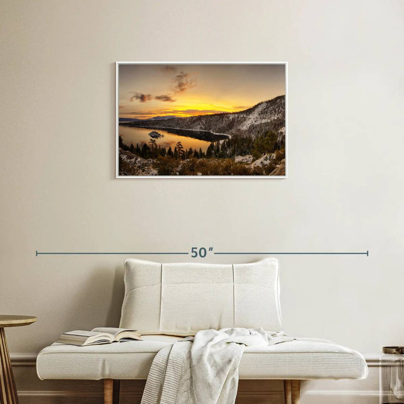 Lever du soleil sur le lac Tahoe, Cadre flottant blanc, 31 po x 21 po