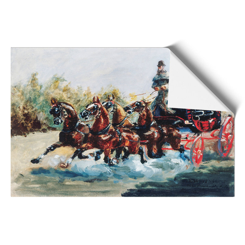 Horses With Cart by Henri De Toulouse-Lautrec - No Frame Painting, 21cm H x 30cm W x 0.1cm D