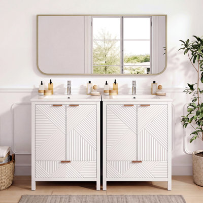 Freestanding Standard Free Standing Single Double Vanity Bathroom Vanity With Ceramic Top