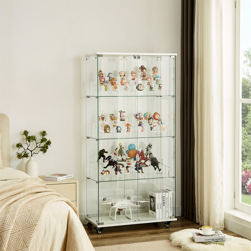 Vitrine à 4 niveaux en verre, Blanc
