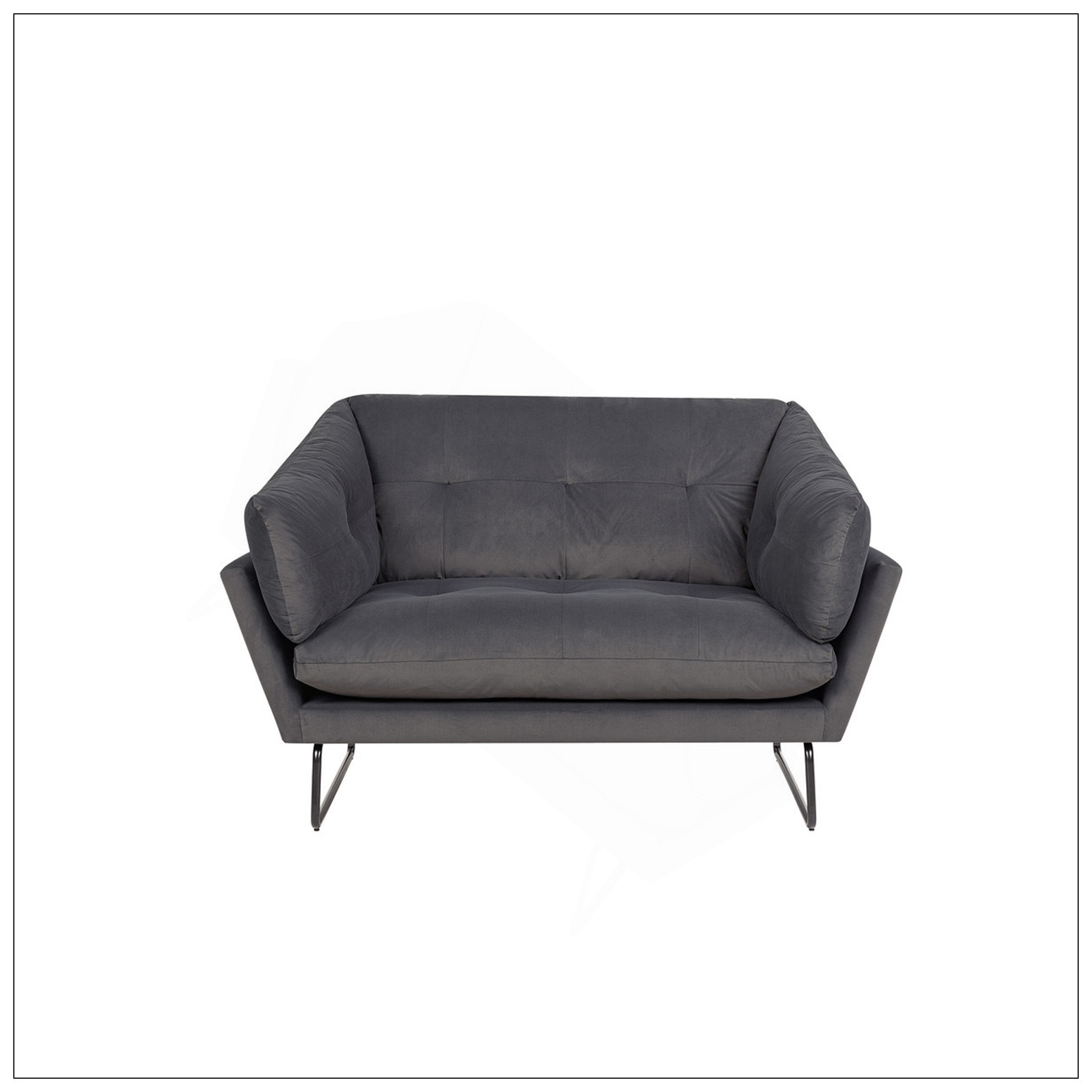 Ebern Designs Luxurious Dark Grey Velvet Contemporary Loveseat With ...