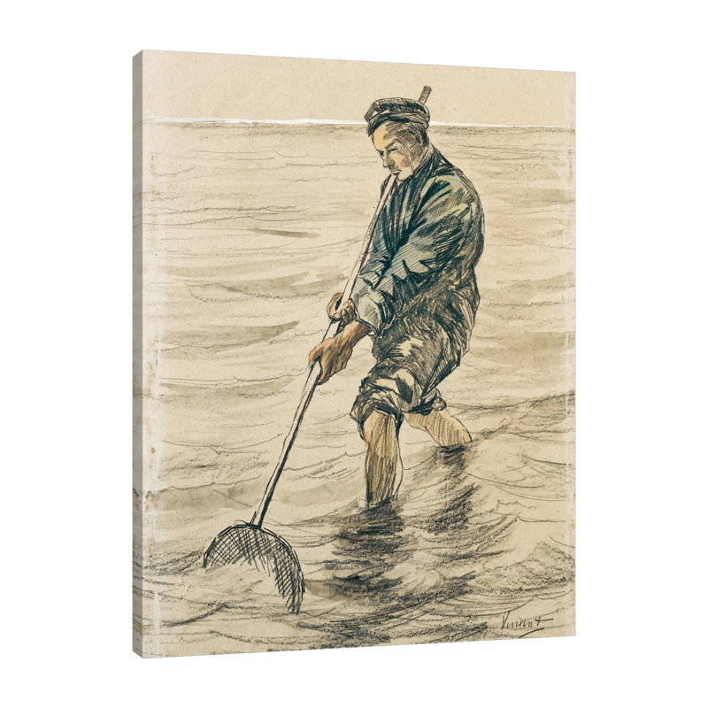 «The Shell Fisherman» par Vincent Van Gogh - reproduction d'art sur toile tendue, H 40 po x l 30 po x P 1,5 po