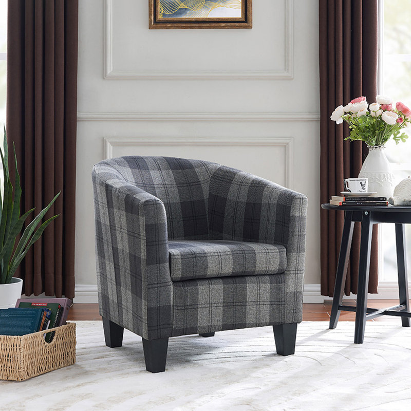 Alamdaar Bucket Chair, Tartan, Grey