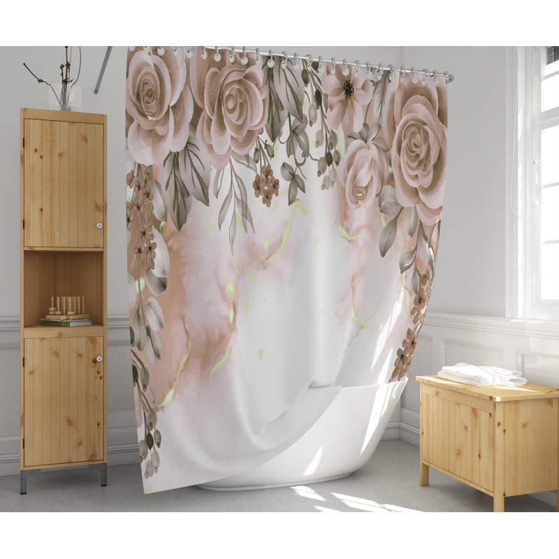 Rideau de douche simple à motif floral plombé, H 93 po x l 70 po