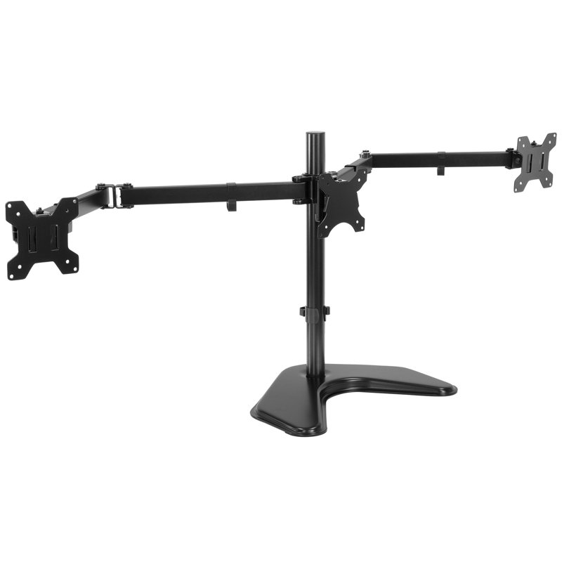 Mount-It Triple Monitor Stand | Freestanding Computer Desk Mount Fits Up to 32 in. Monitors | Black