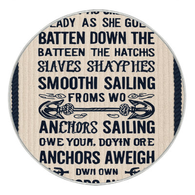 Washable Sailors sayings Nautical Area Rug