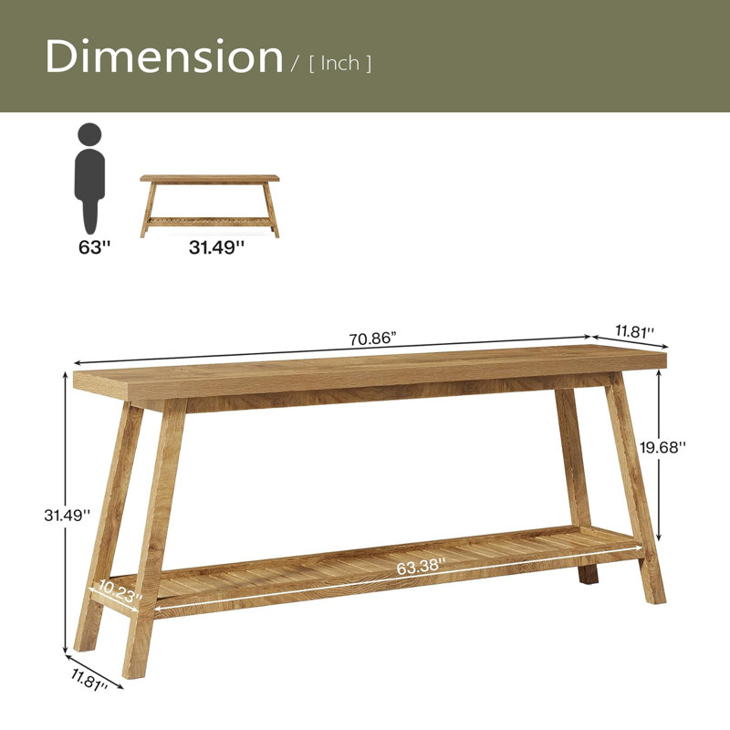 2-Tier Entryway Table,Sofa Table,Space-Saving Console Table, Light Brown