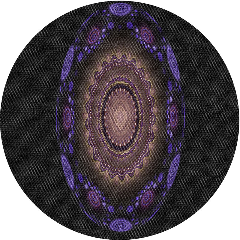 Tapis violet/brun/noir tissé à la machine, Rond 7 pi