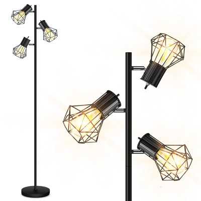 Lampe sur pied noire moderne à 3 têtes H 64,02 po x l 10 po x P 10 po x H 64,02 po x l 10 po x P 10 po