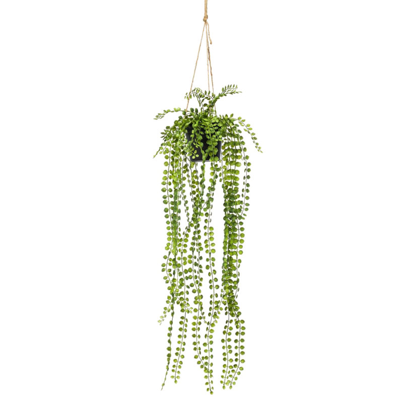 Emerald Artificial Ficus Pumila Hanging Bush in Pot 60cm