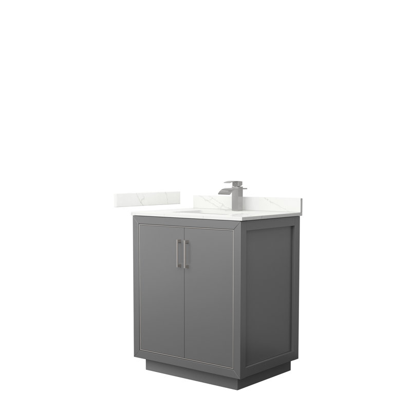 Icon 30'' W Single Vanity, Dark Gray, Giotto Quartz, Matte Black