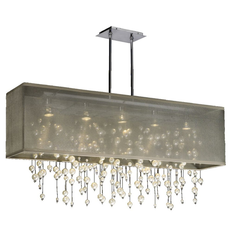 Fran 5 - Light Dimmable Square / Rectangle Chandelier, Taupe