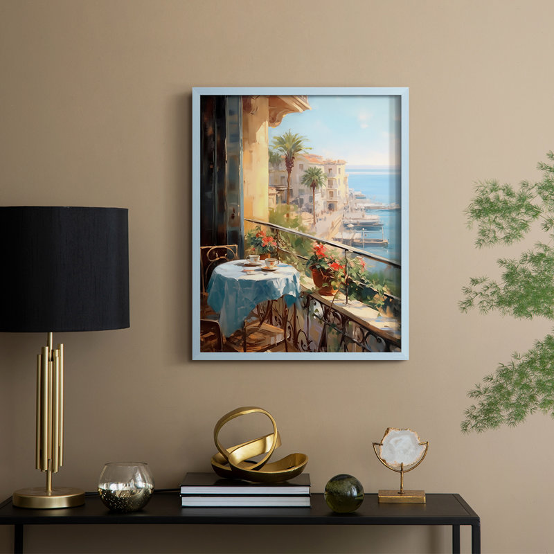 Reproduction encadrée FLORAL Series DCCXLIV - bois massif, H 15 po x l 12 po, Bleu