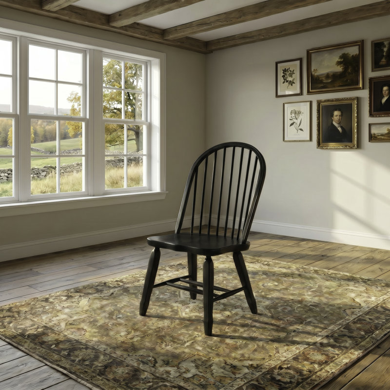 Makira Windsor Bow Back Side Chair, Black