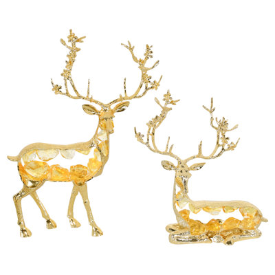 Golden Quartz Deers Set Of 2