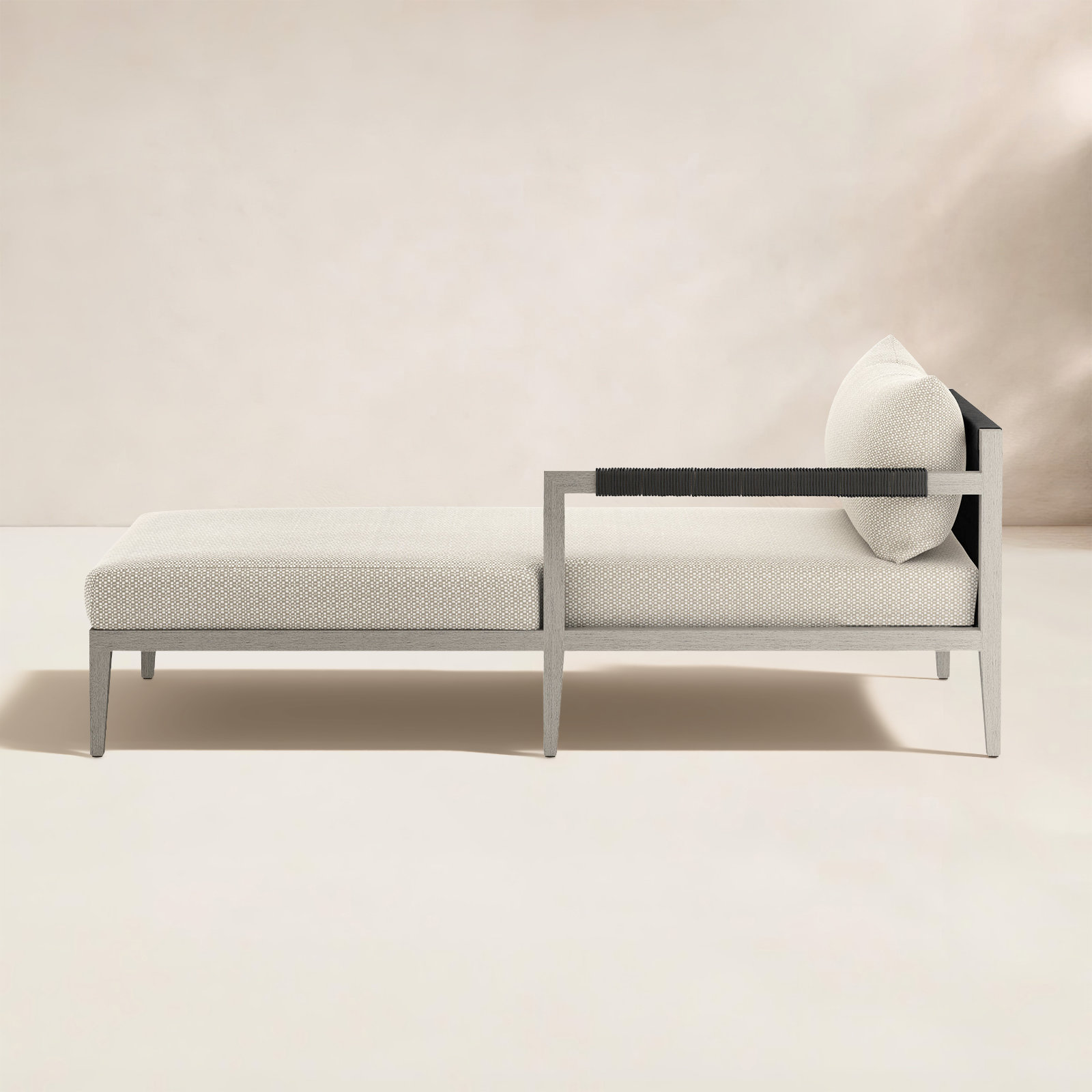 Nida 33'' Outdoor Aluminum Chaise Lounge, Faye Sand, Weathered Gray/Dark Gray