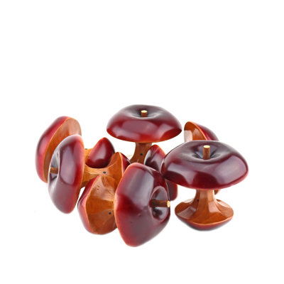 Hand Painted Red Wooden Apple Core Set of 6 -  Murano Art Collection, 06-100R