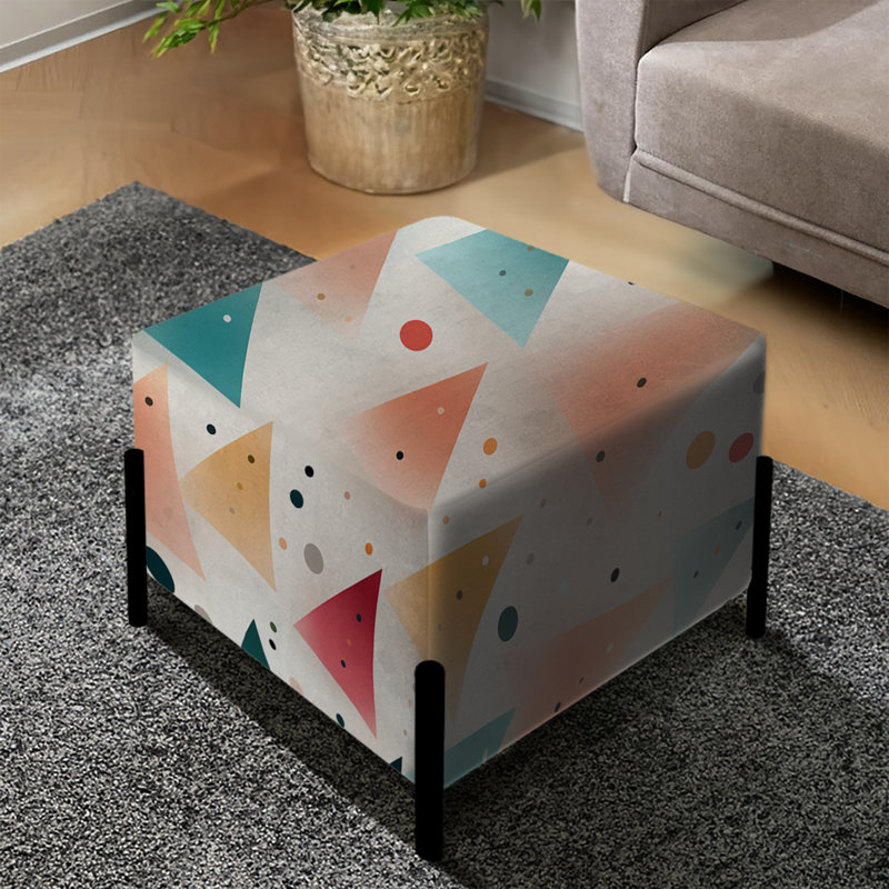 Tissu avec des triangles de couleur pastel - repose-pieds carré géométrique