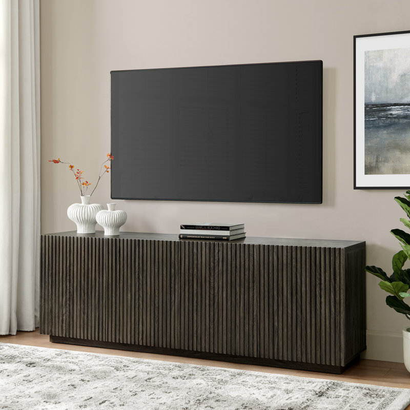 Tyler Rectangular TV Stand for TV's up to 78" in Alder, Alder Brown