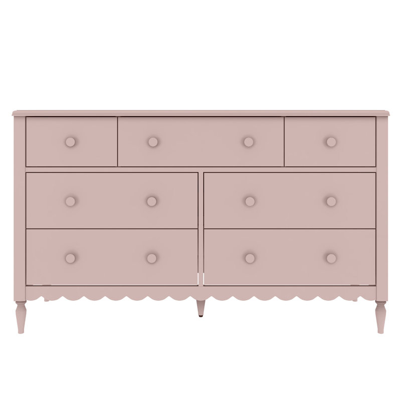 Charlotte 7-Drawer Scallop Detail Dresser, Blossom Pink, Blossom Pink