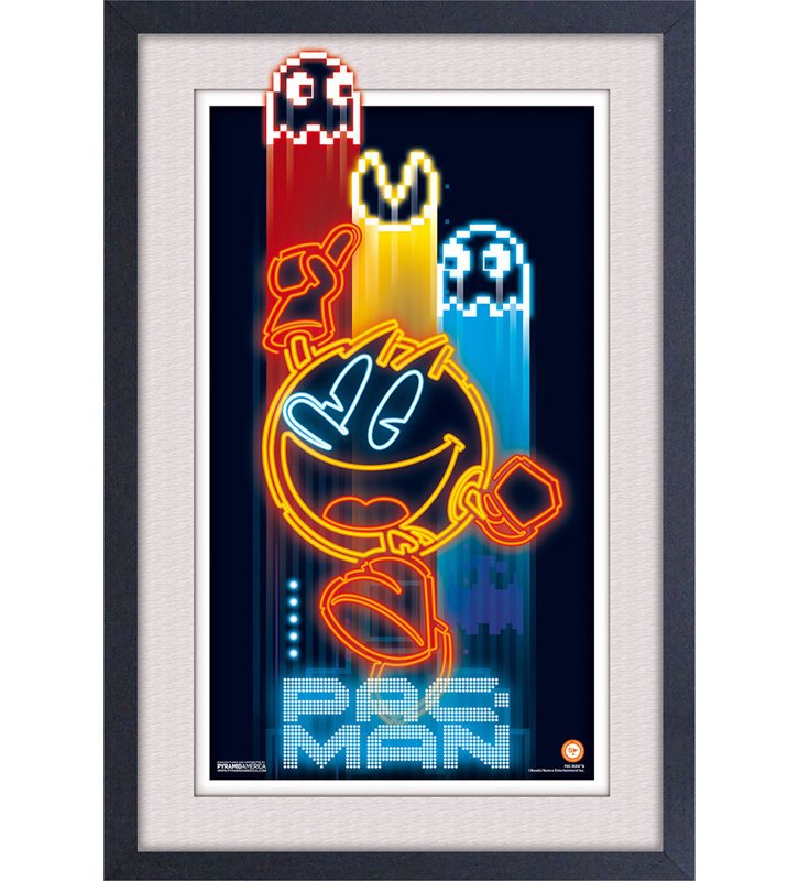 Pac-Man - Neon 11 x 17 sous plexi, affiche encadrée