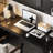 Black Rectangular Solid Wood+Iron desk-396648703