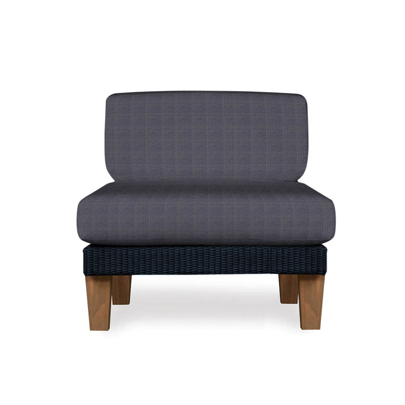 Catalina Outdoor Teak Lounge Chair, Beach Navy, Ebony