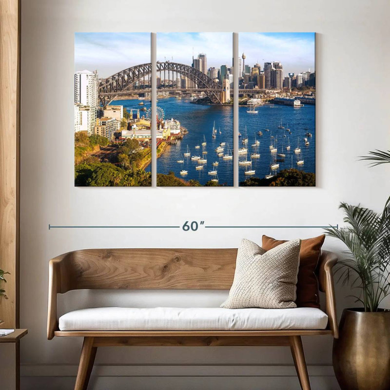 Panoramic View Of Sydney, 32" H x 50" W