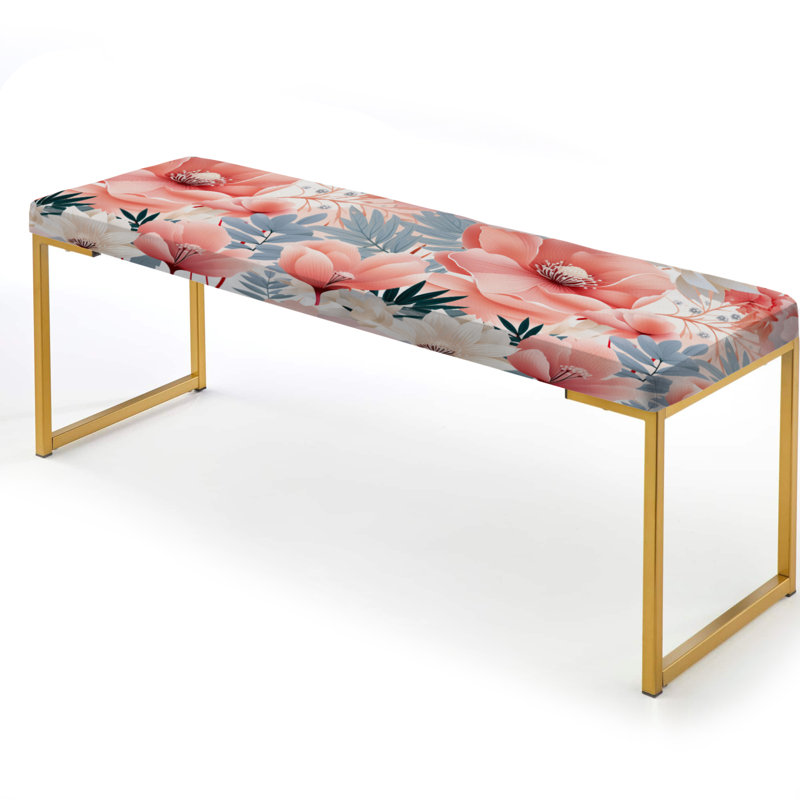 Banc floral rembourré or, Seaside Elegance Tropical Pattern