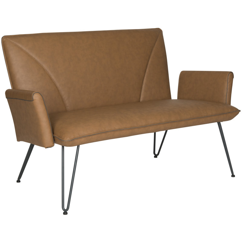 Dormilee 51.9'' Faux Leather Loveseat, Camel Faux Leather