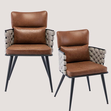 Areia Nordic Dining Chair High Back Upholstered Leather Dining Chair Set of 2 Corrigan Studio